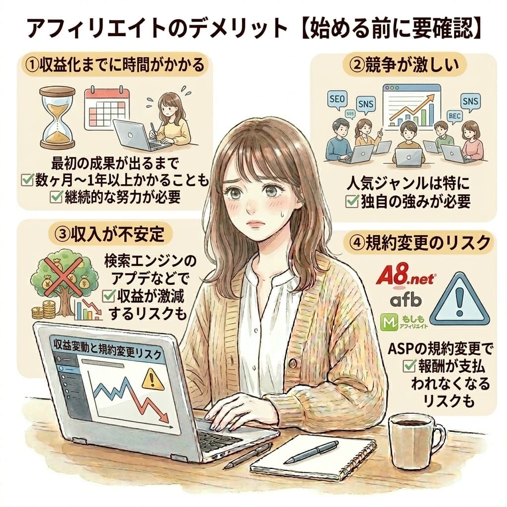 afiriate-demerit - Performance Technologies Inc. アフィリエイトのデメリット【始める前に要確認】